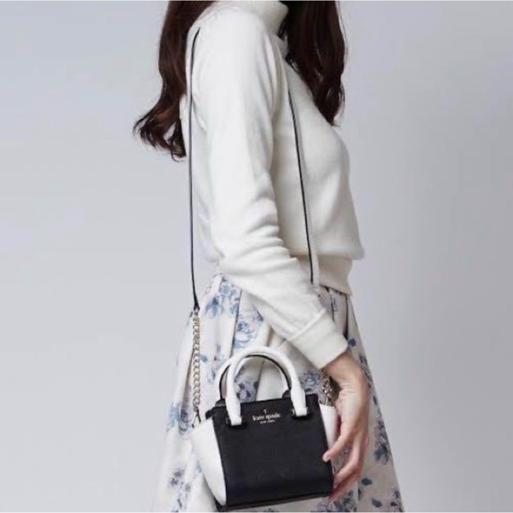 KATE SPADE Saffiano Leather Cedar Street Mini Hayden Black & White Crossbody